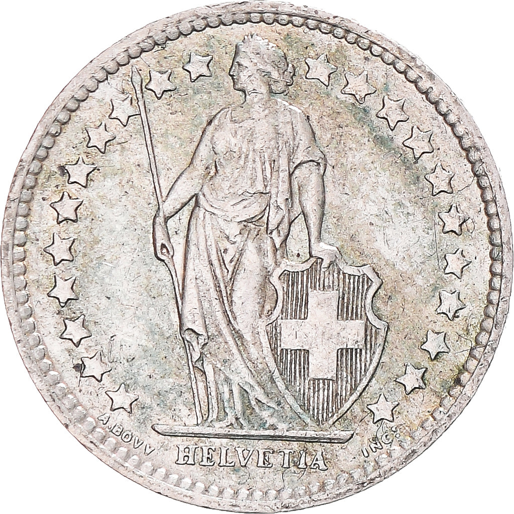 Moeda, Suíça, 1/2 Franc, 1958, Bern, EF(40-45), Prata