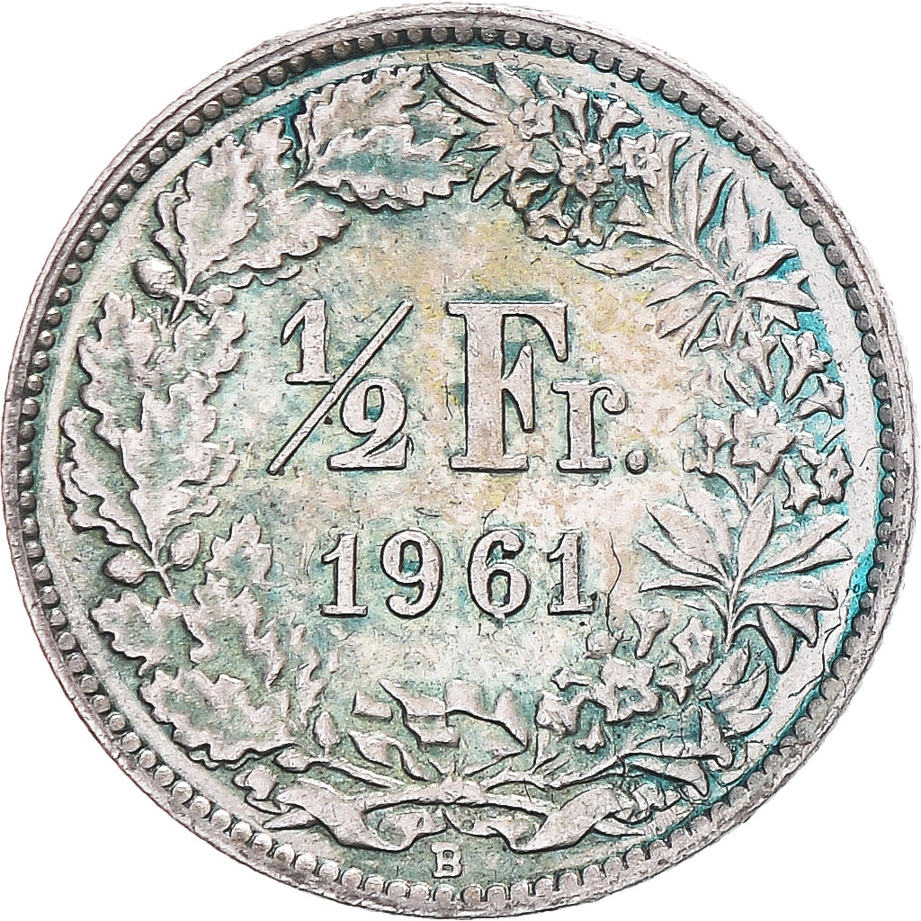 Coin, Switzerland, 1/2 Franc, 1961, Bern, EF(40-45), Silver