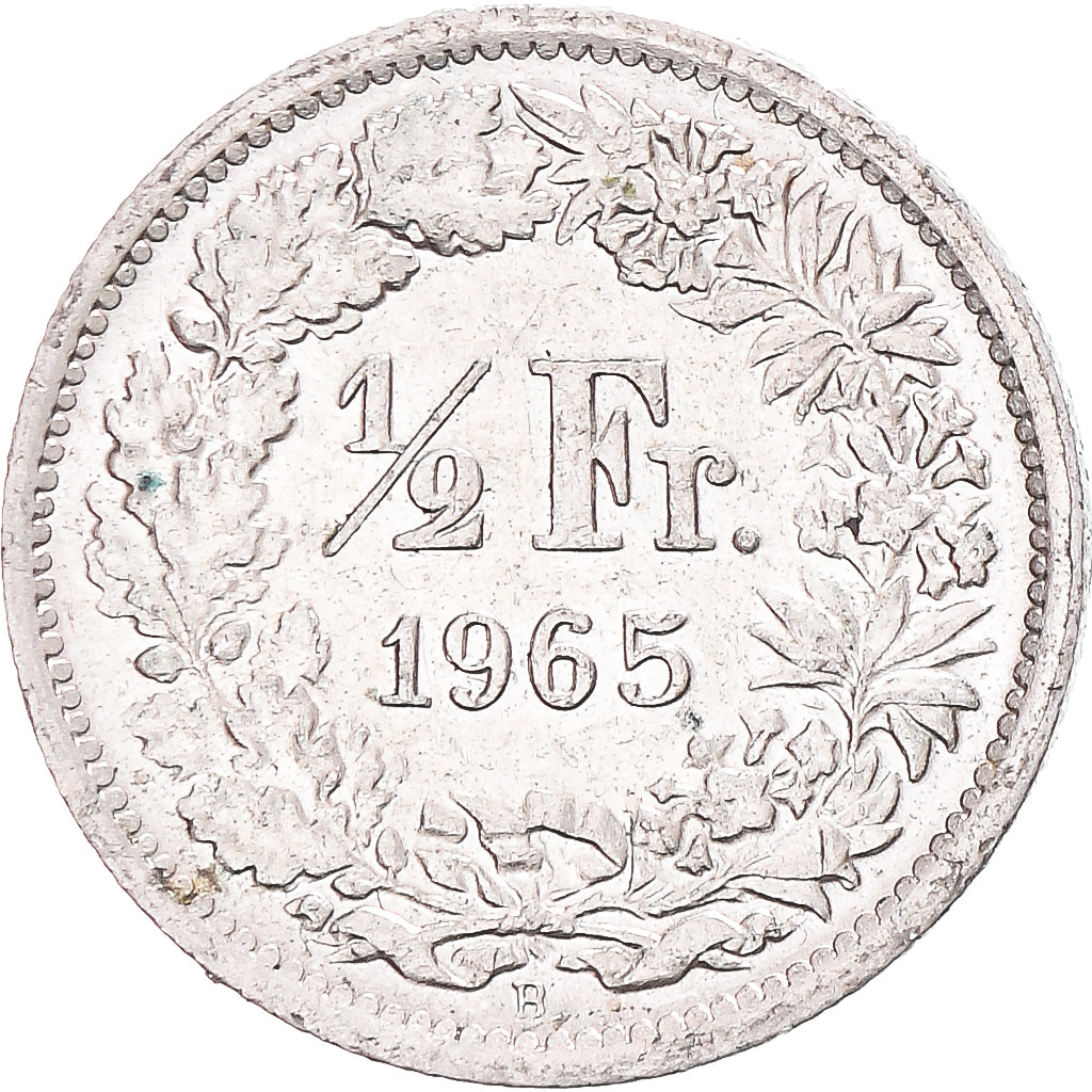 Coin, Switzerland, 1/2 Franc, 1965, Bern, VF(30-35), Silver