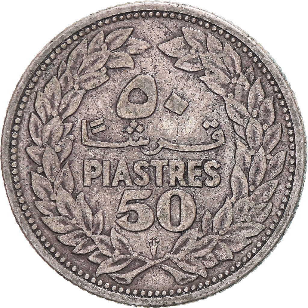 Coin, Lebanon, 50 Piastres, 1952, EF(40-45), Silver