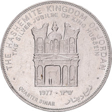 Coin, Jordan, Hussein, 1/4 Dinar, 1977/AH1397, AU(50-53), Cupronickel