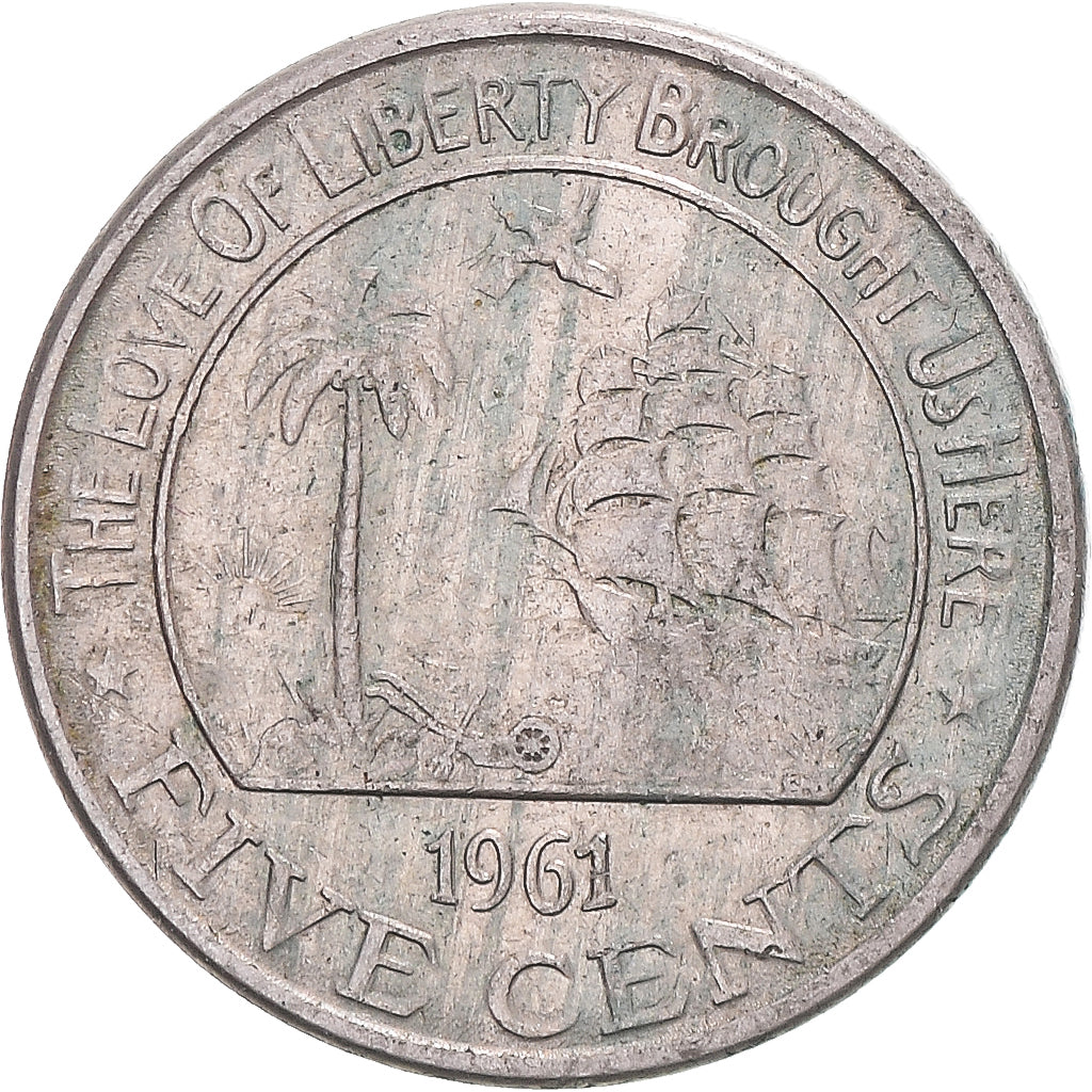 Coin, Liberia, 5 Cents, 1961, VF(30-35), Cupronickel