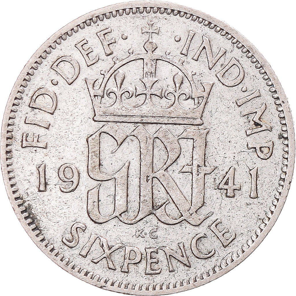 Monnaie, Royaume-Uni, George VI, 6 Pence, 1941, TB+, Argent