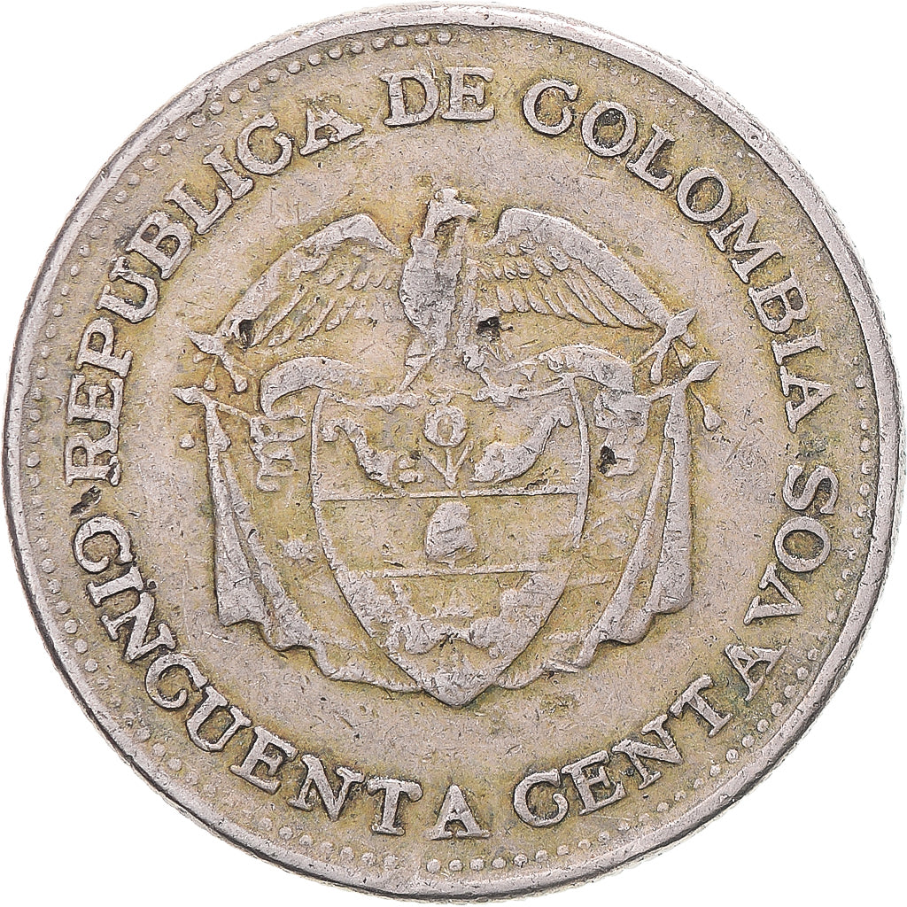Moneta, Colombia, 50 Centavos, 1963, BB, Cupronickel