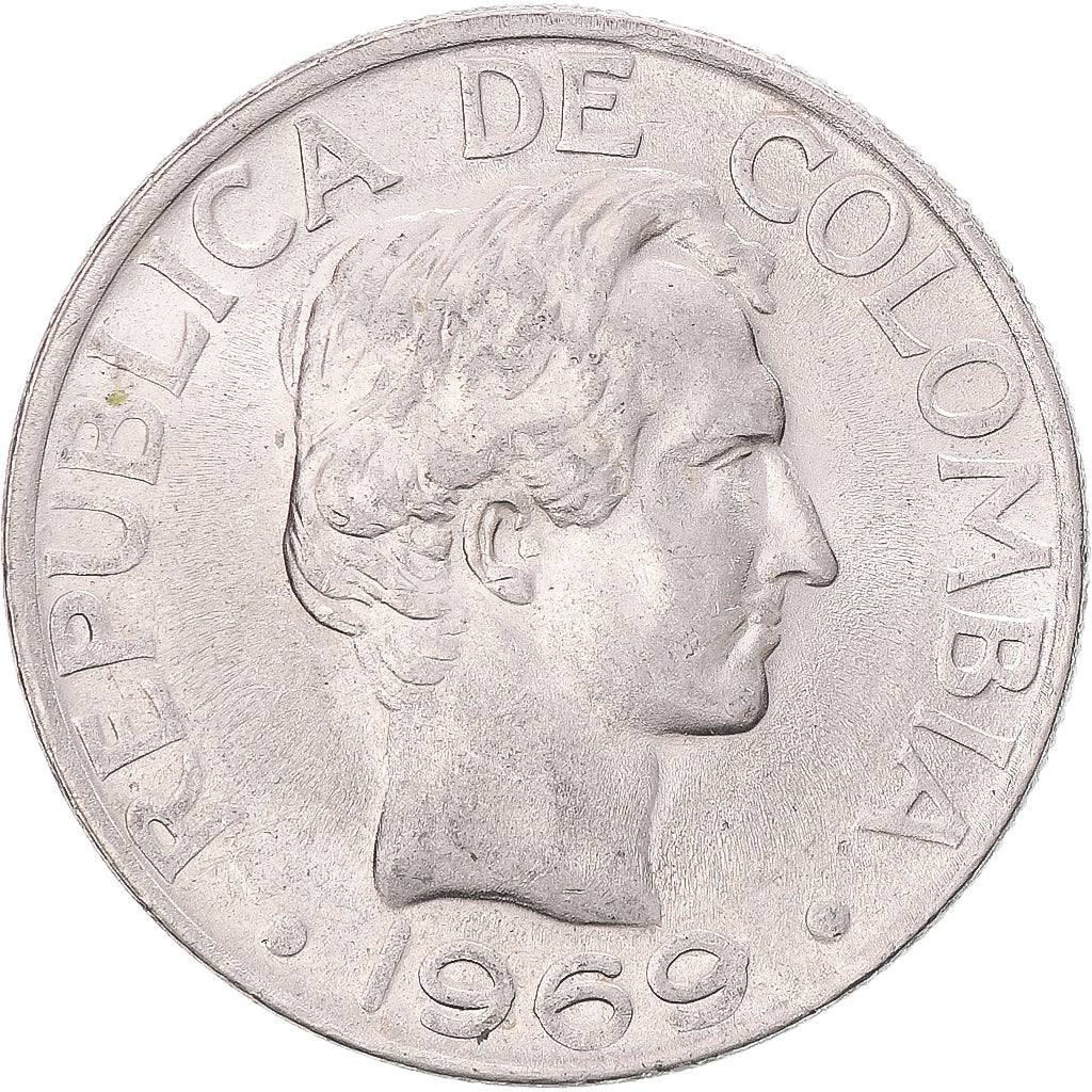 Coin, Colombia, 50 Centavos, 1969, AU(50-53), Cupronickel