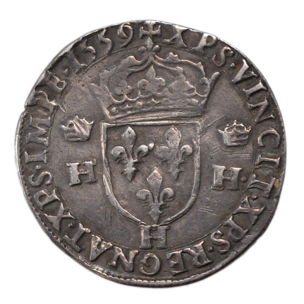 FRANCE, Teston, 1559, La Rochelle, AU(50-53), Silver, Duplessy #1031, 9.10