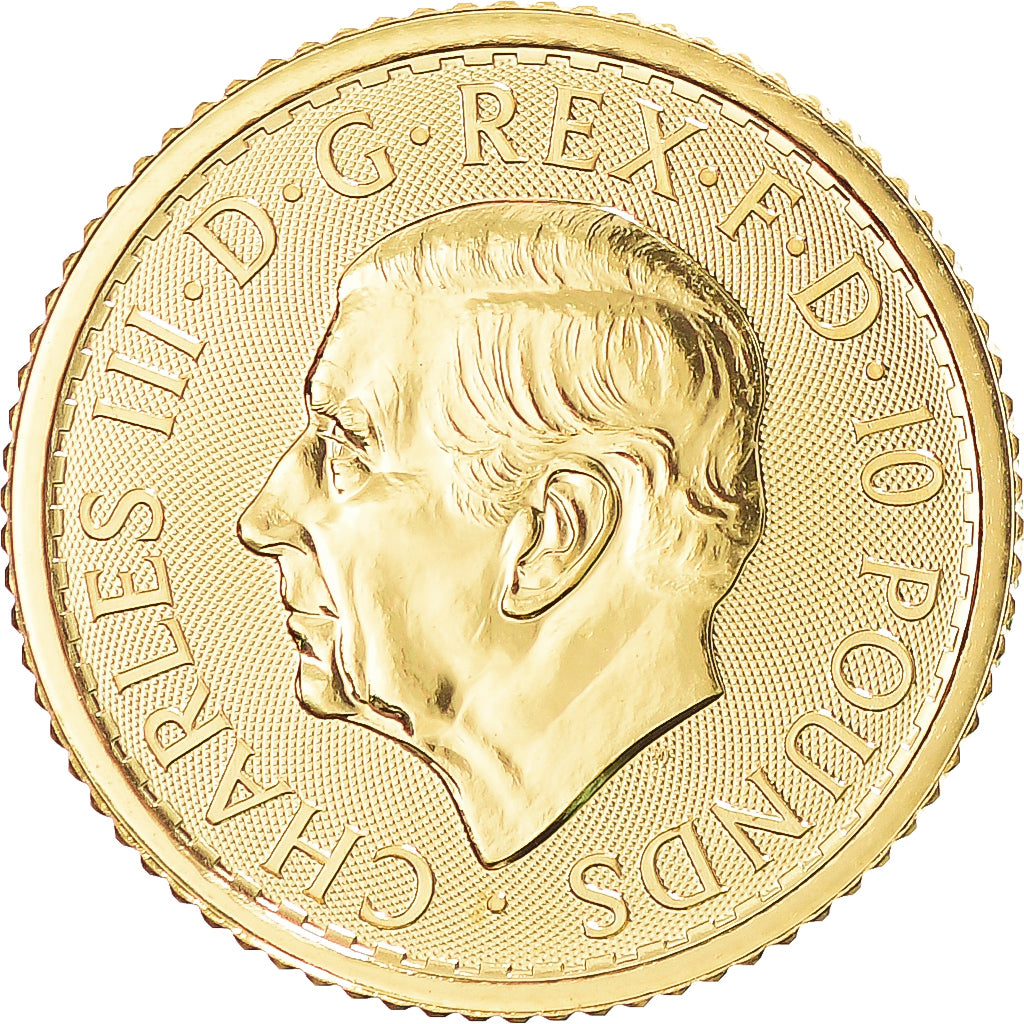 Monnaie, Grande-Bretagne, Charles III, Britannia, 10 Pounds, 1/10 Oz, 2023, FDC