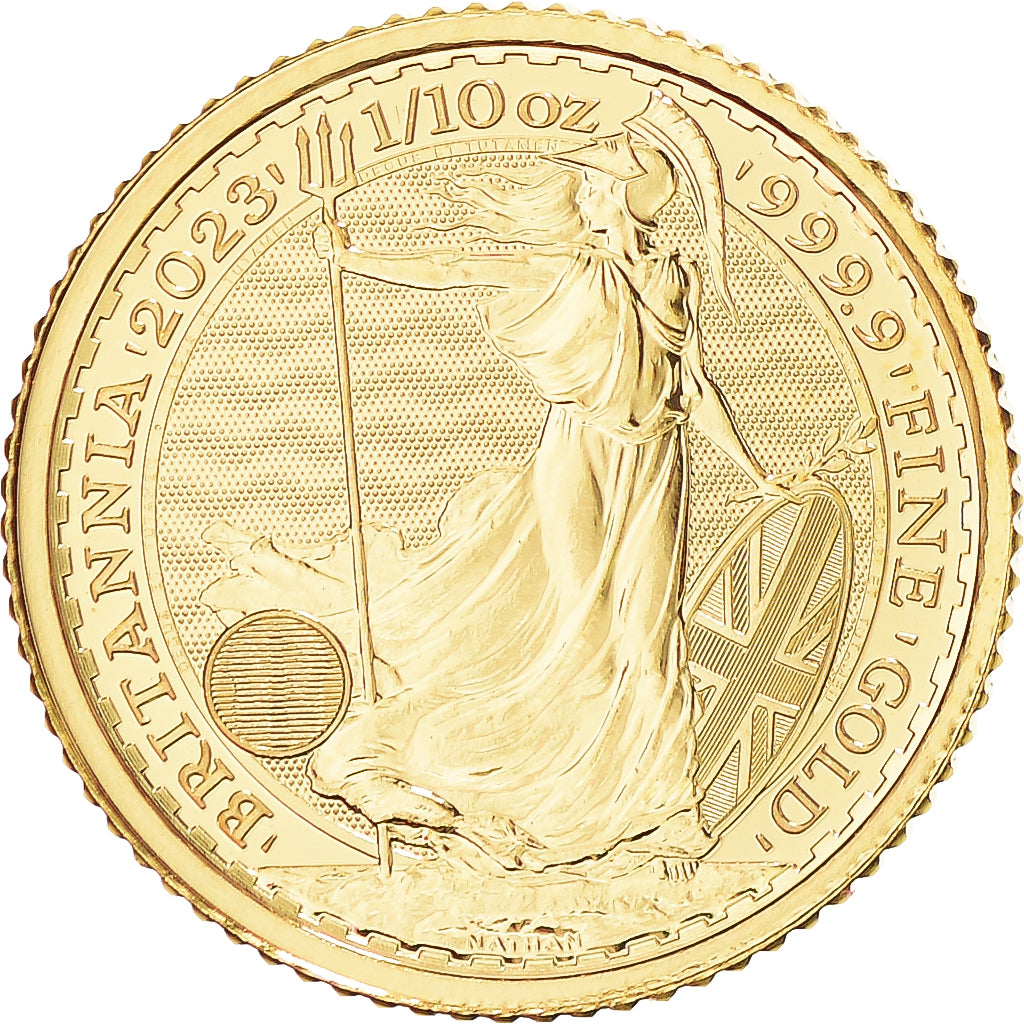 Coin, Great Britain, Elizabeth II, Britannia, 10 Pounds, 1/10 Oz, 2023