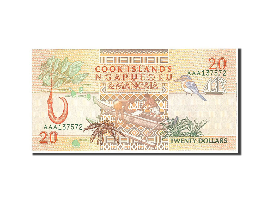 Banknote, Cook Islands, 20 Dollars, 1992, Undated, KM:9a, UNC(65-70)