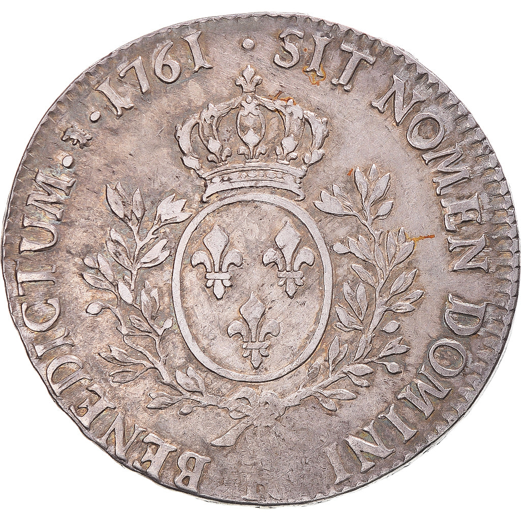 Moneda, Francia, Louis XV, Écu au bandeau, 1761, Orléans, MBC, Plata