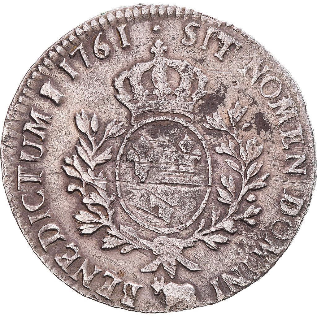 Munten, Frankrijk, Louis XV, Écu de Béarn au bandeau, 1761, Pau, FR+, Zilver