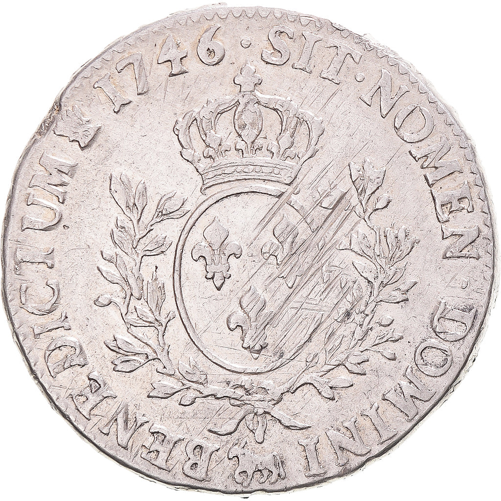 Munten, Frankrijk, Louis XV, Écu de Béarn au bandeau, 1746, Pau, FR+, Zilver