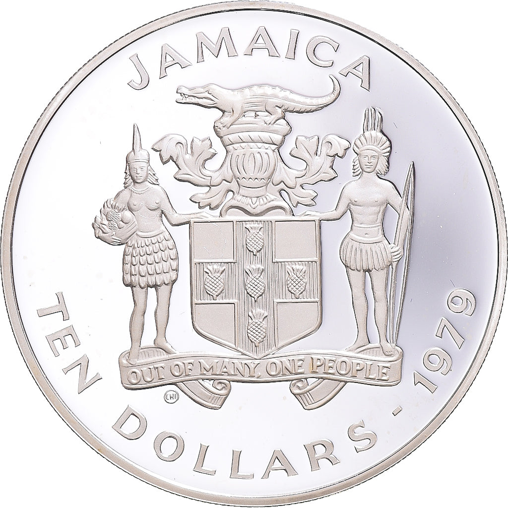 Moneta, Giamaica, 10 Dollars, 1979, Unicef, SPL, Argento