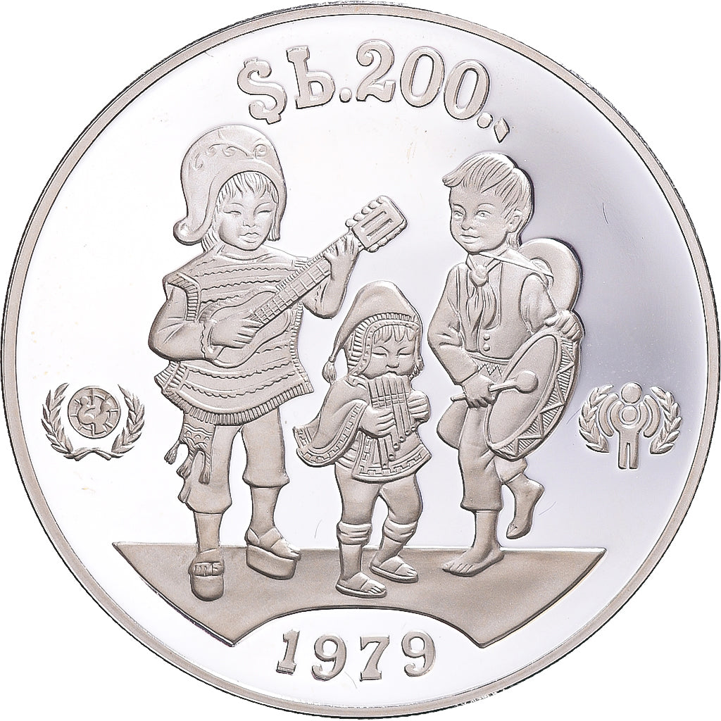 Coin, Bolivia, 200 Pesos Bolivianos, 1979, British Royal Mint, MS(63), Silver