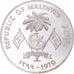 Coin, MALDIVE ISLANDS, 20 Rufiyaa, 1979, MS(63), Silver, KM:P1