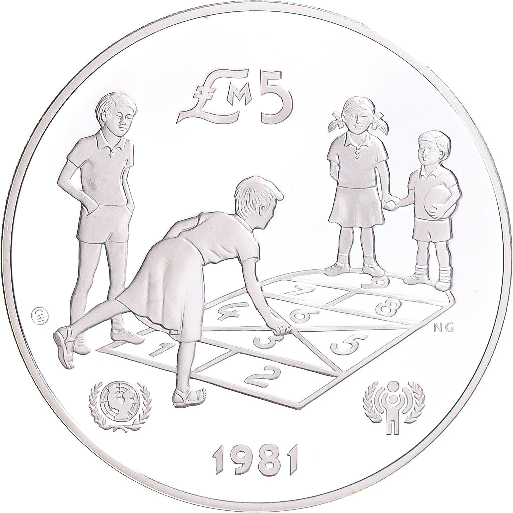Coin, Malta, 5 Pounds, 1981, MS(63), Silver, KM:53