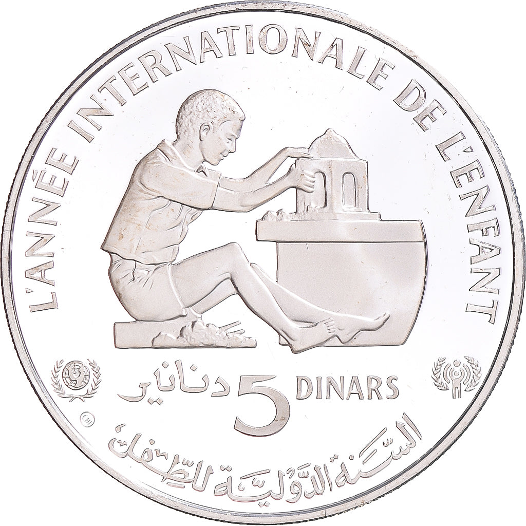 Moneta, Tunisia, 5 Dinars, 1982, SPL, Argento, KM:313