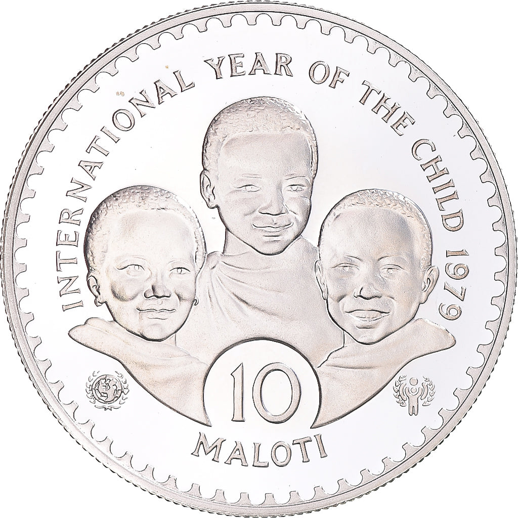 Coin, Lesotho, Moshoeshoe II, 10 Maloti, 1979, MS(63), Silver, KM:24