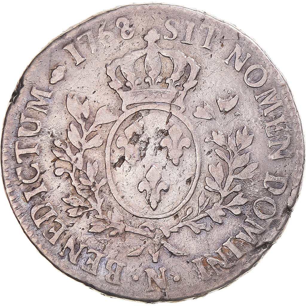 Munten, Frankrijk, Louis XV, Écu au bandeau, 1768, Montpellier, FR+, Zilver