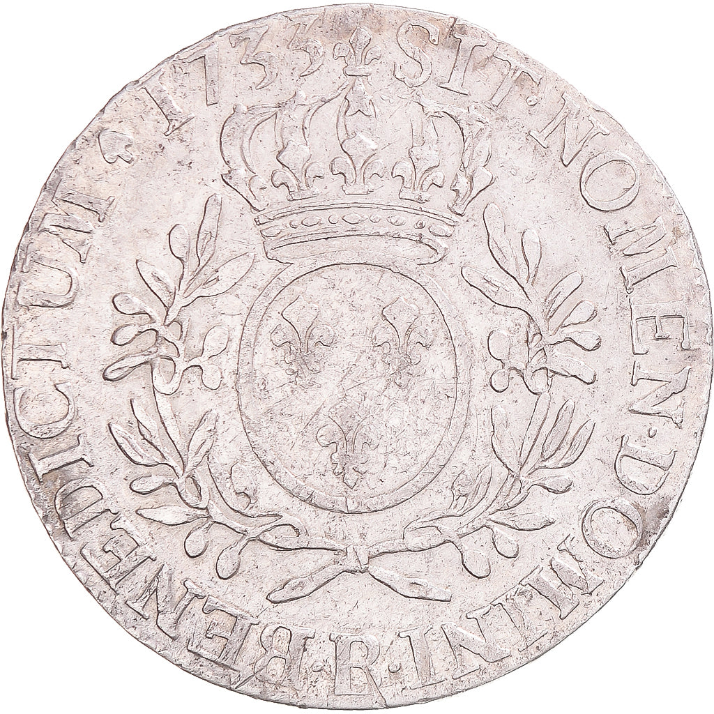Munten, Frankrijk, Louis XV, Ecu aux branches d'olivier, 1733, Rouen, ZF