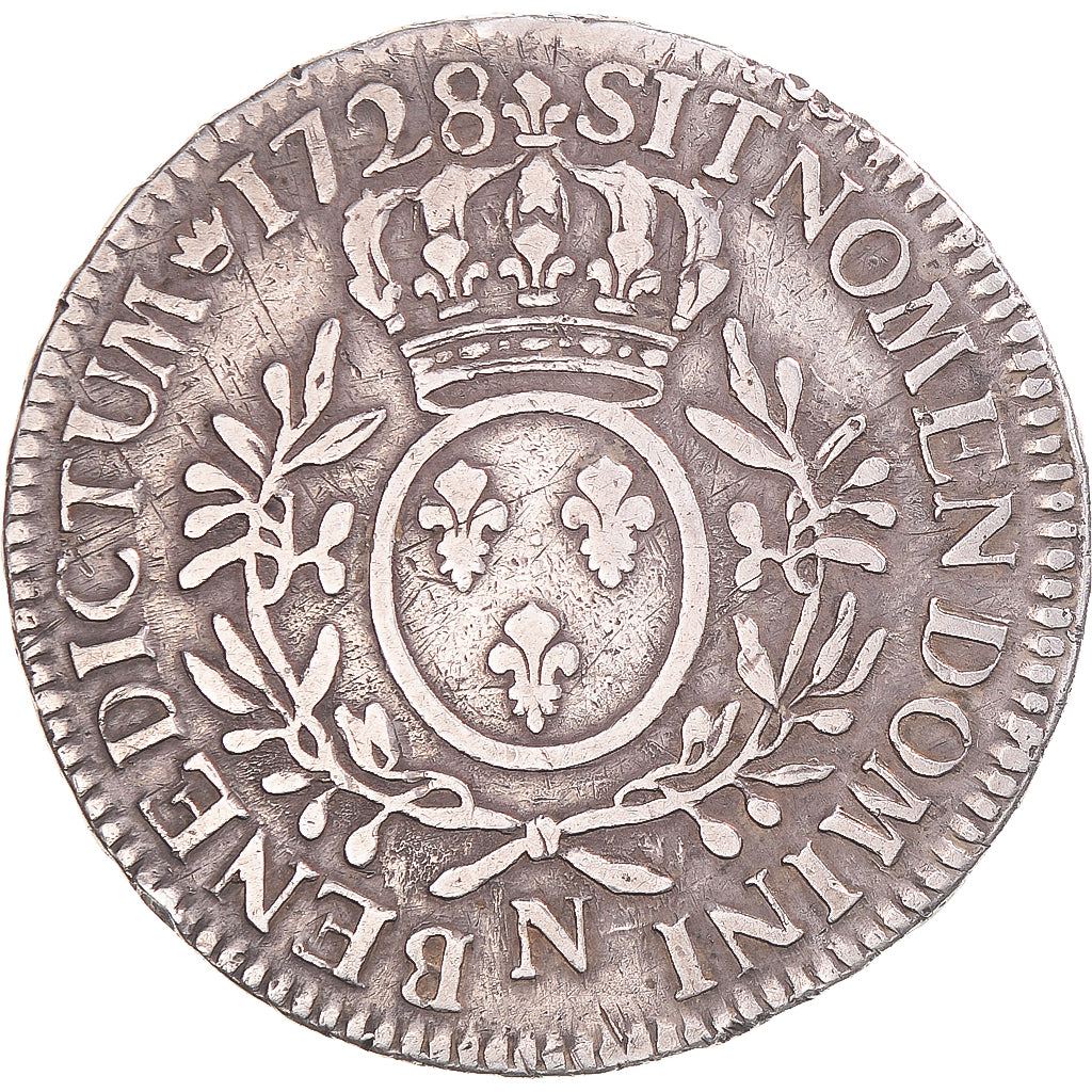 Monnaie, France, Louis XV, Ecu aux branches d'olivier, 1728, Montpellier, TB
