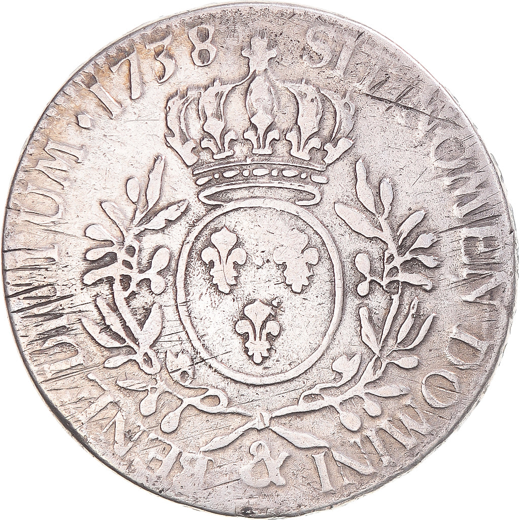 Munten, Frankrijk, Louis XV, Ecu aux branches d'olivier, 1738, Aix, FR, Zilver