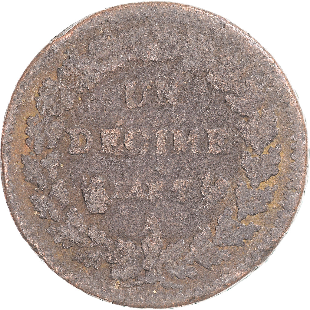 Coin, France, Dupré, Decime, AN 7, Paris, VG(8-10), Copper, Gadoury:187