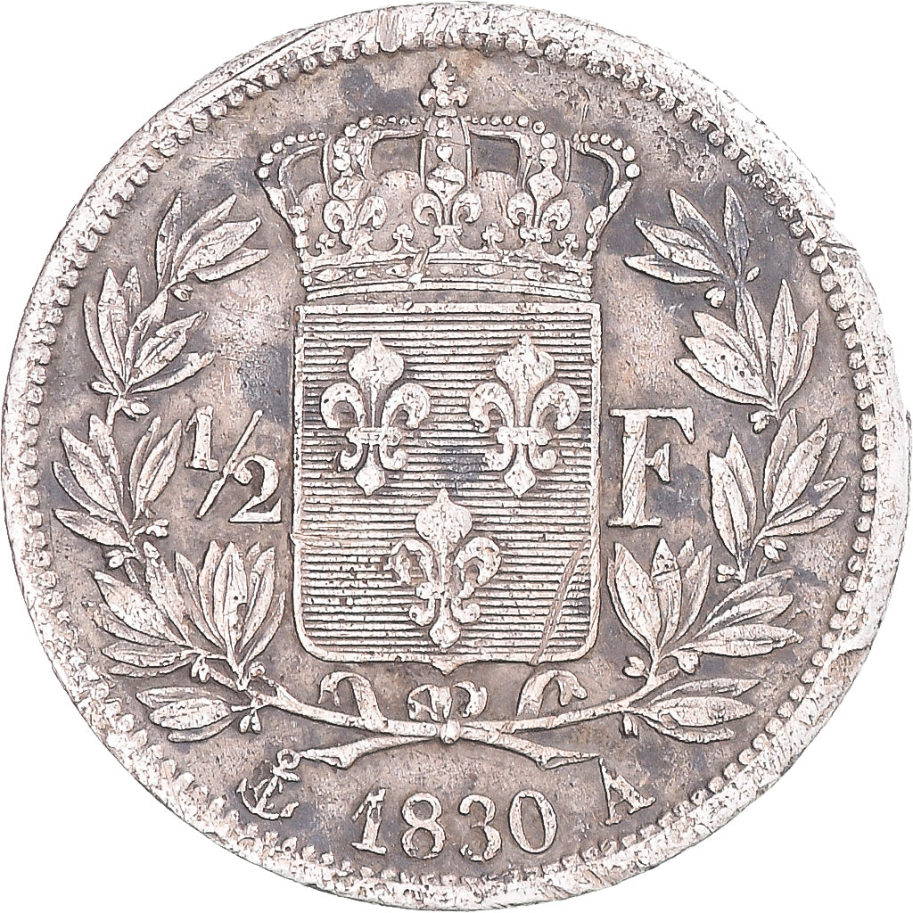 Münze, Frankreich, Charles X, 1/2 Franc, 1830, Paris, S+, Silber, Gadoury:402