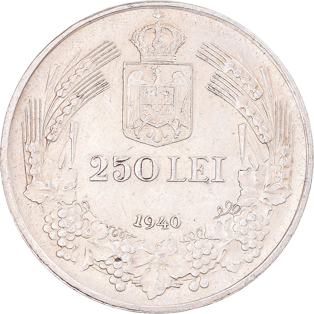 Coin, Romania, Carol II, 250 Lei, 1940, AU(50-53), Silver