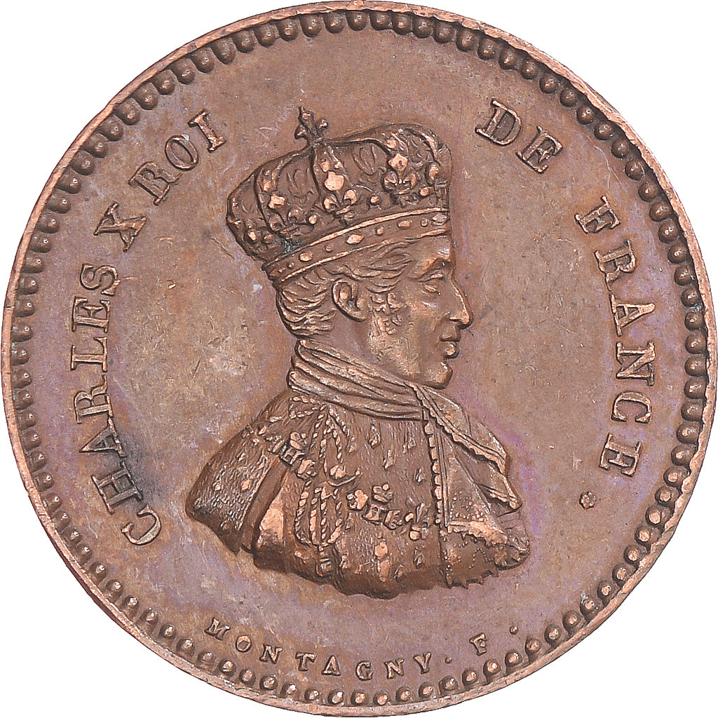 Francia, medalla, Quinaire du Sacre de Charles X à Reims, 1825, EBC, Cobre