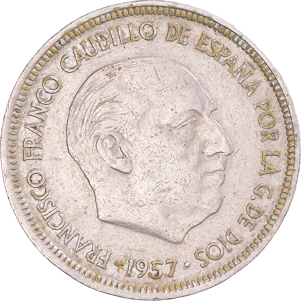 Münze, Spanien, Francisco Franco, caudillo, 5 Pesetas, 1957, SS+, Cupronickel