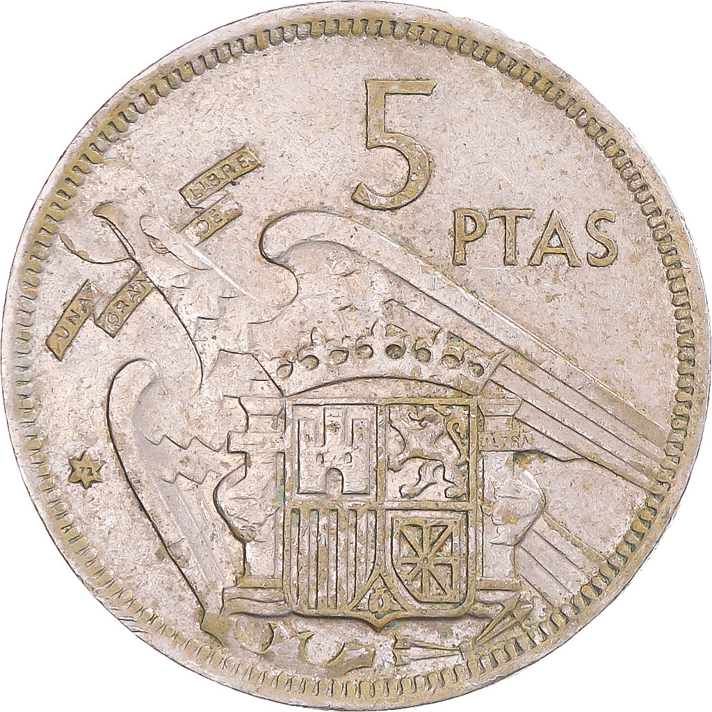 Münze, Spanien, Francisco Franco, caudillo, 5 Pesetas, 1957, SS+, Cupronickel