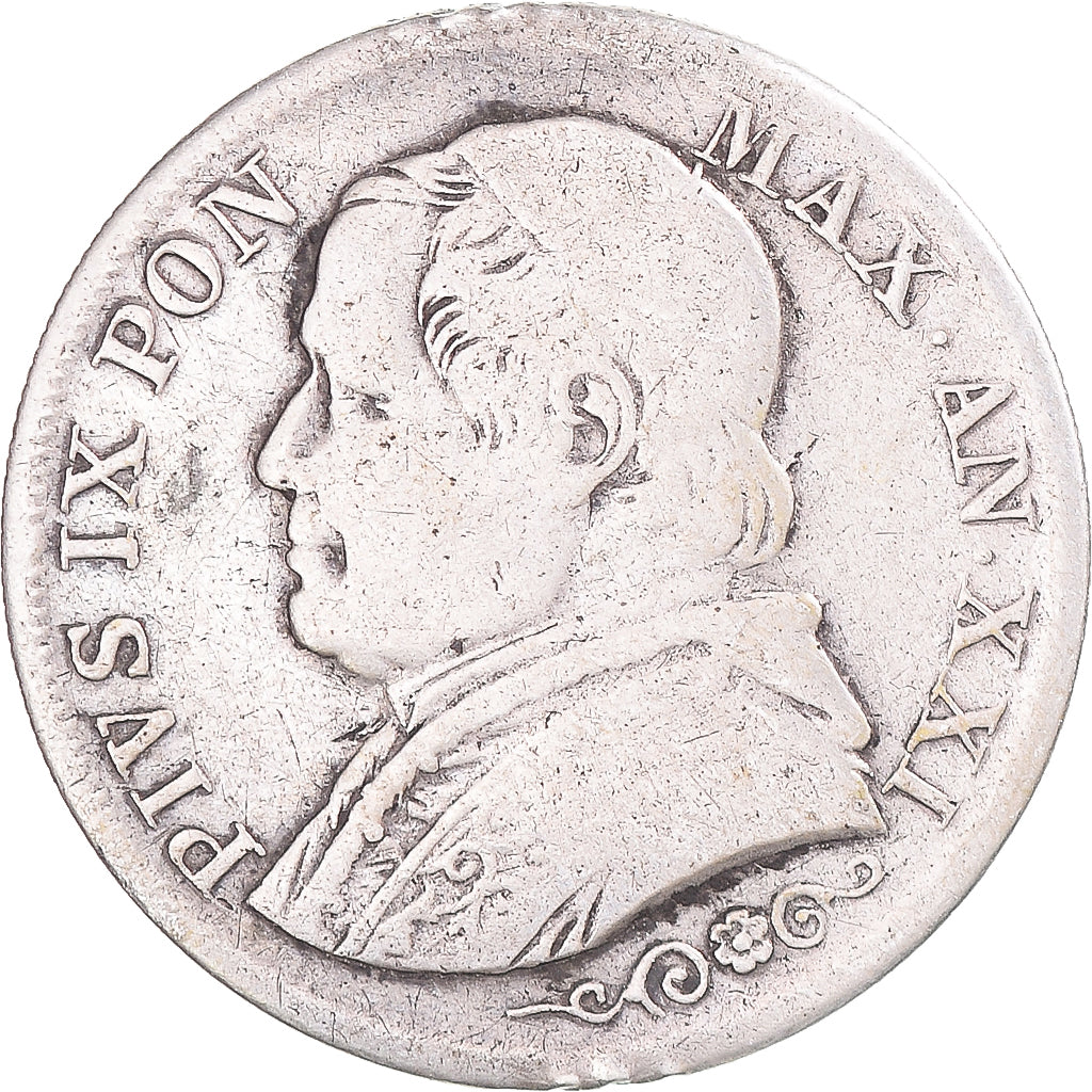 Monnaie, États italiens, Pius IX, Lira, 1866, Roma, TB+, Argent