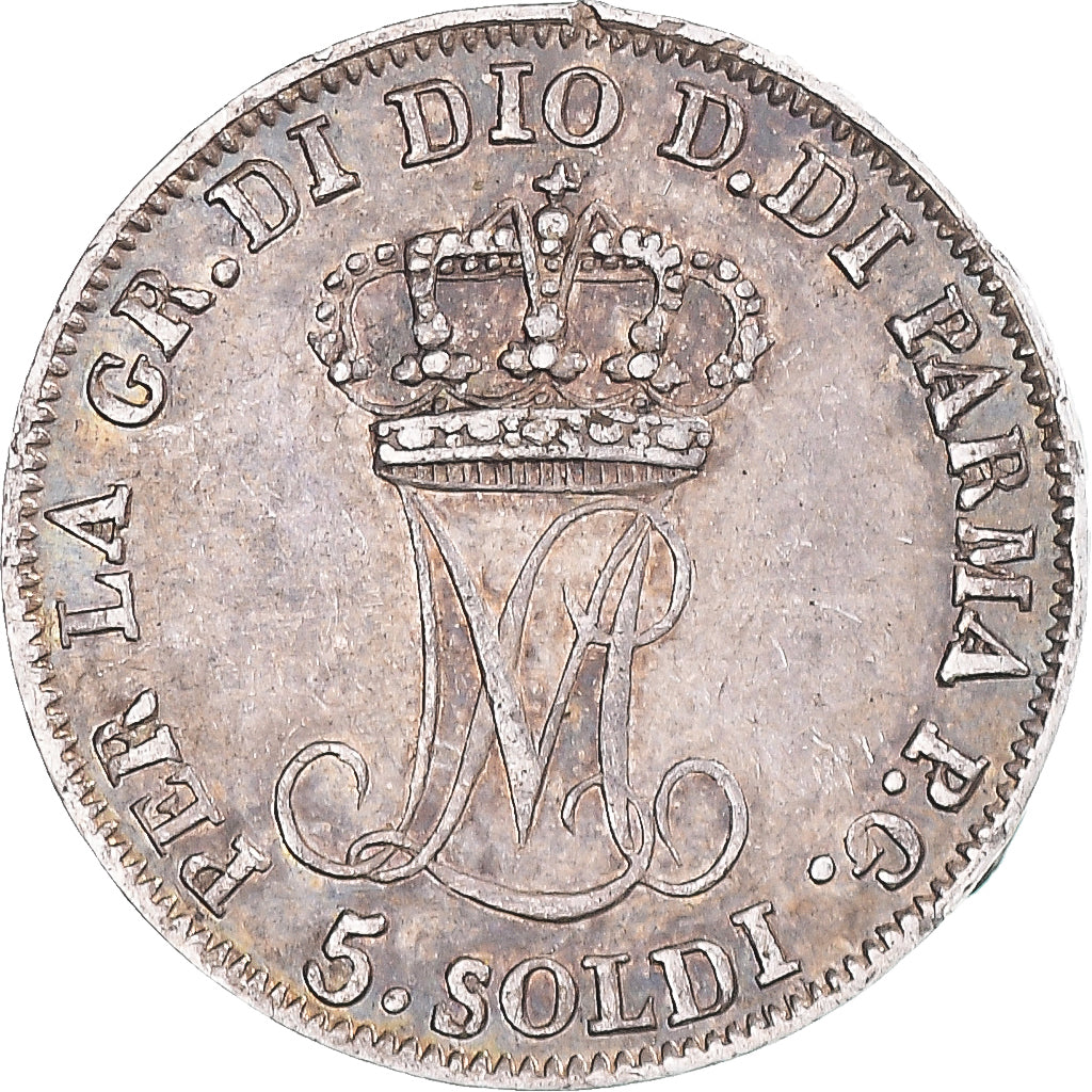 Moneta, STATI ITALIANI, Maria Luigia, 5 Soldi, 1815, Parma, BB, Argento