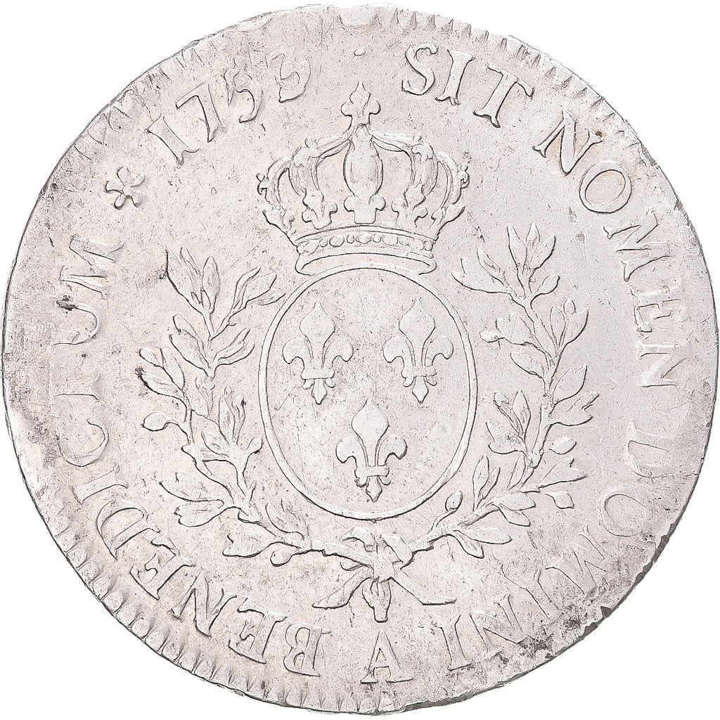 Moneda, Francia, Louis XV, Écu au bandeau, 1753, Paris, 1753/2, BC+, Plata