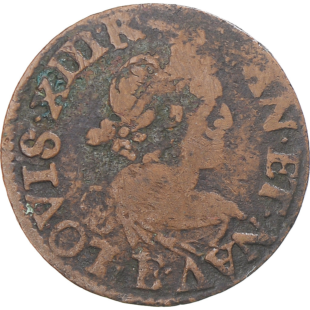 Munten, Frankrijk, Louis XIII, Double Tournois, 1640, Tours, FR, Koper