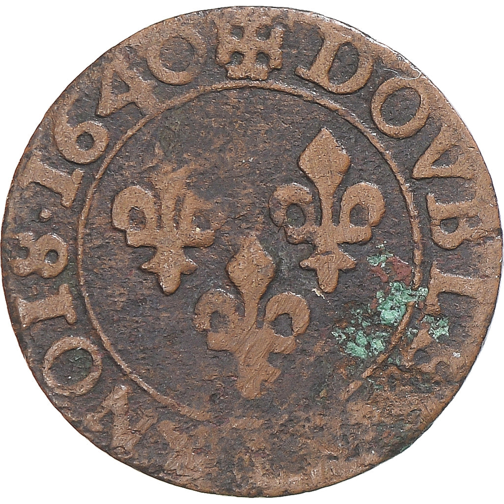 Munten, Frankrijk, Louis XIII, Double Tournois, 1640, Tours, FR, Koper