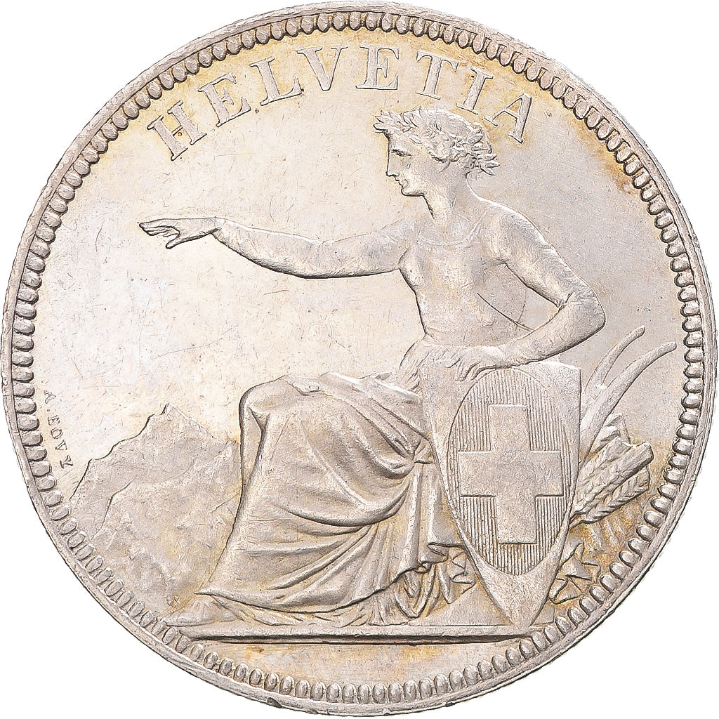 Coin, Switzerland, Helvetia, 5 Francs, 1874, Bern, MS(60-62), Silver