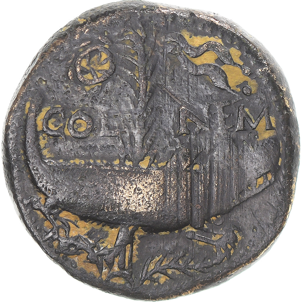 Coin, Augustus & Agrippa, As, 10-14 AD, Nîmes, VF(30-35), Bronze, RIC:160