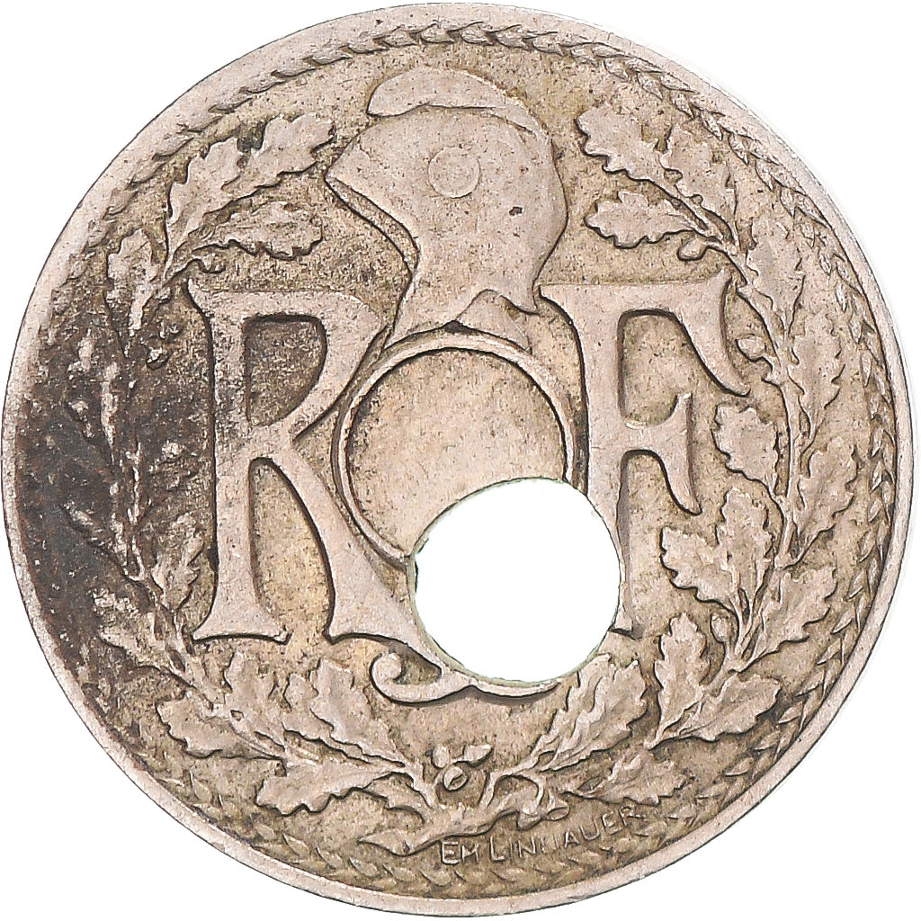 Coin, France, 5 Centimes, 1922, Paris, Trou Décentré, EF(40-45), Cupronickel