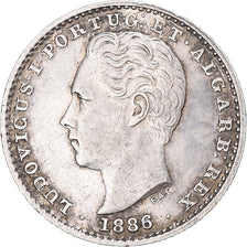 Coin, Portugal, Luiz I, 100 Reis, 1886, AU(50-53), Silver