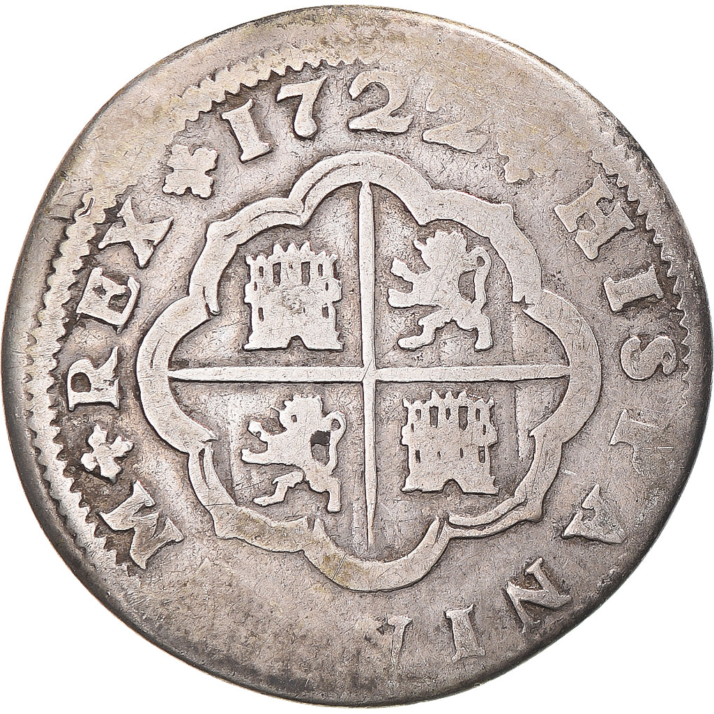 Coin, Spain, Philip V, 2 Reales, 1722, Sevilla, VF(30-35), Silver