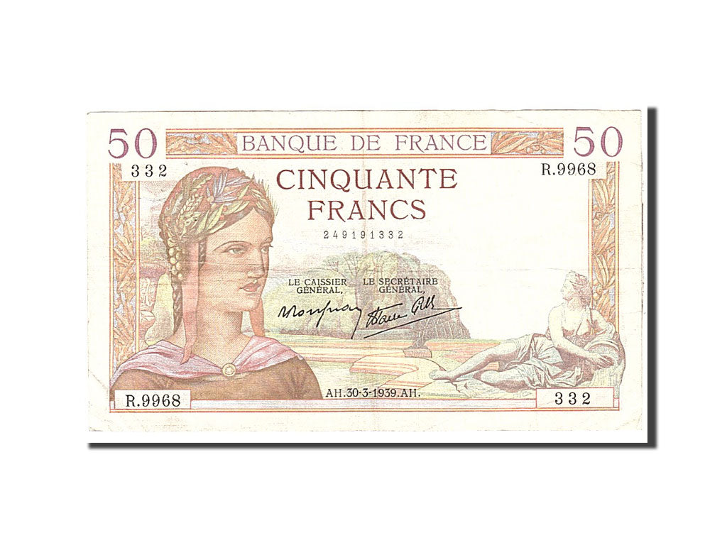 Billete, Francia, 50 Francs, 1939, 1939-03-30, MBC, Fayette:18.24, KM:85b