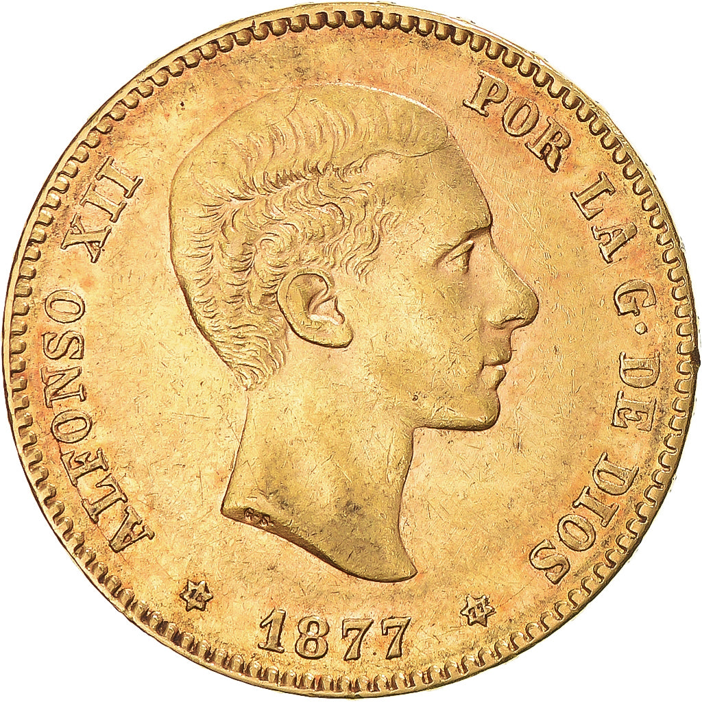 Moneda, España, Alfonso XII, 25 Pesetas, 1877, Madrid, EBC, Oro