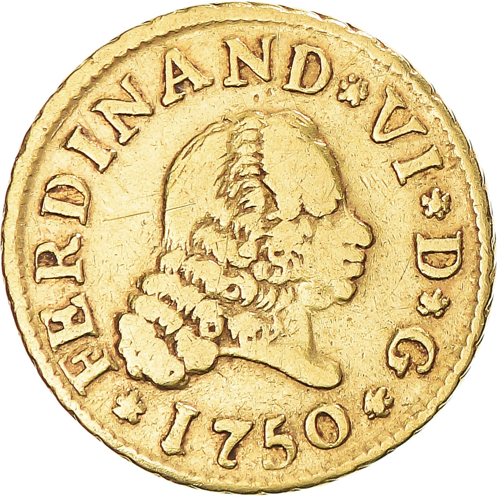 Münze, Spanien, Ferdinand VI, 1/2 Escudo, 1750, Madrid, SS, Gold
