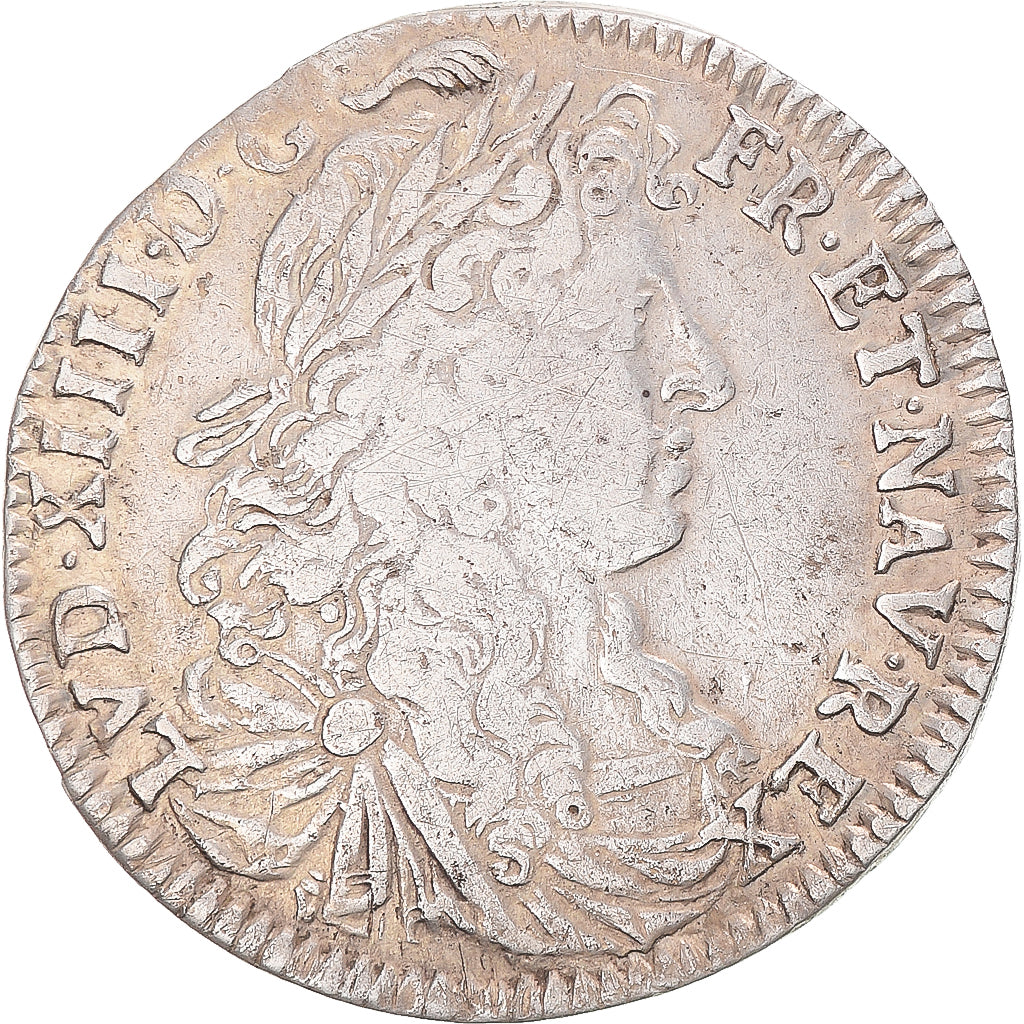 Coin, France, Louis XIV, 1/4 Ecu, 1676, Rennes, Unpublished, VF(30-35), Silver