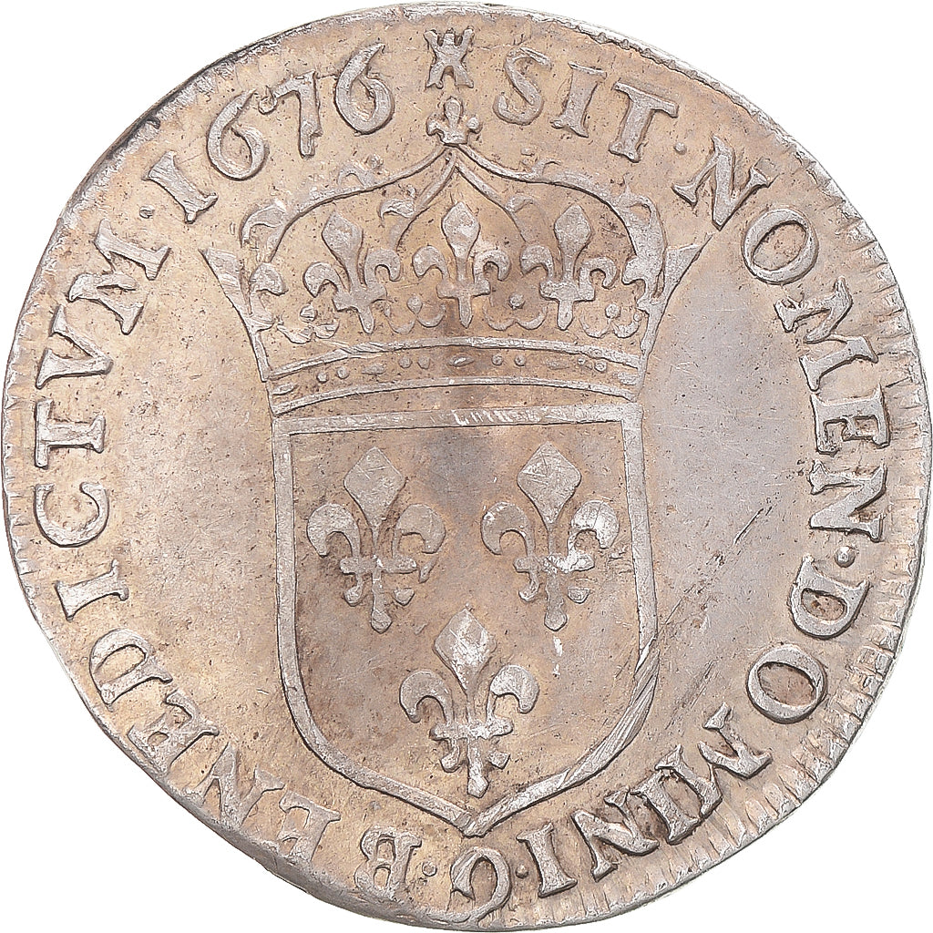 Coin, France, Louis XIV, 1/4 Ecu, 1676, Rennes, Unpublished, VF(30-35), Silver