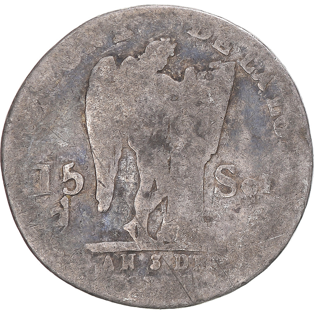 Munten, Frankrijk, Louis XVI, 15 Sols, 1791, Uncertain Mint, ZG+, Zilver
