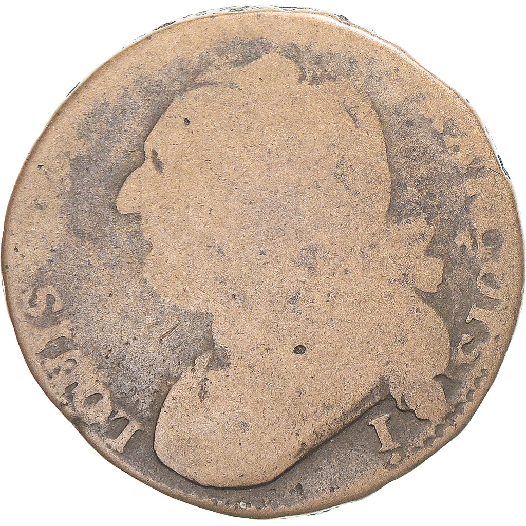 Moeda, França, Louis XVI, 12 Deniers, 1792 / AN 4, Clermont-Ferrand, F(12-15)