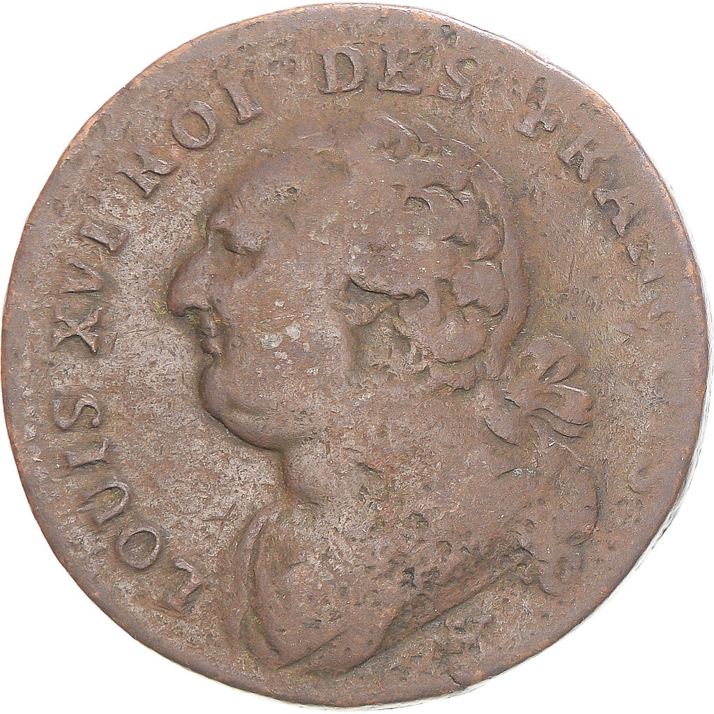 Moneta, Francia, Louis XVI, 12 Deniers, 1792 / AN 4, Bordeaux, B+, Bronzo